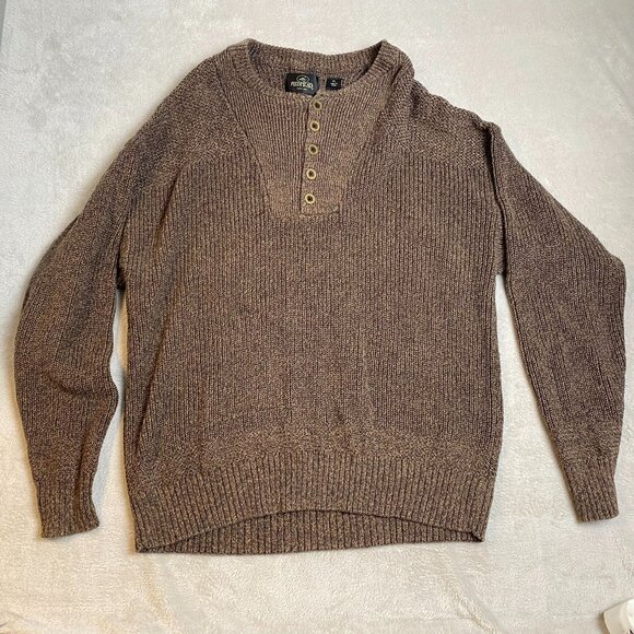 RedHead Mens Henley Sweater XL Brown Ribbed Knit Cotton Blend Commando - Picture 9 of 10